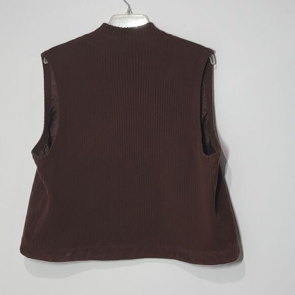 Plus Size Ralph Lauren (Lauren) Brown Corduroy Vest - Picture 2 of 11